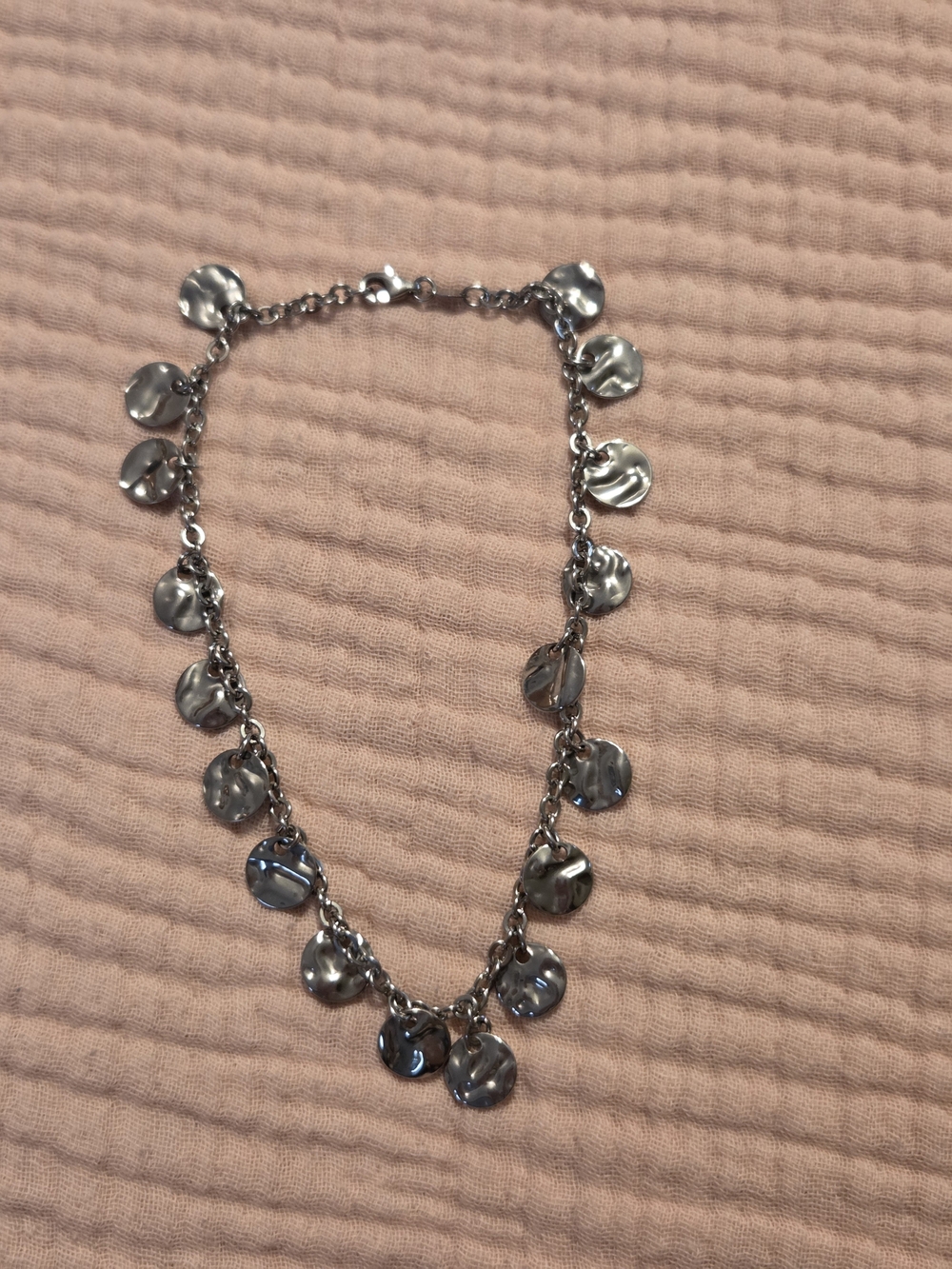 Silver Disc Charm Ankle Bracelet Stainless Steel Milor Italy